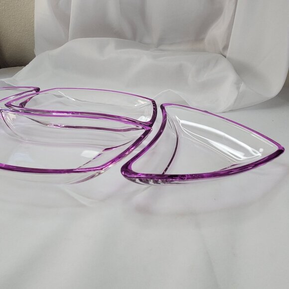 Michelangelo Luigi Bormioli Color Palette 4 Pc Purple Glass Serving Dish Italy - Picture 5 of 10